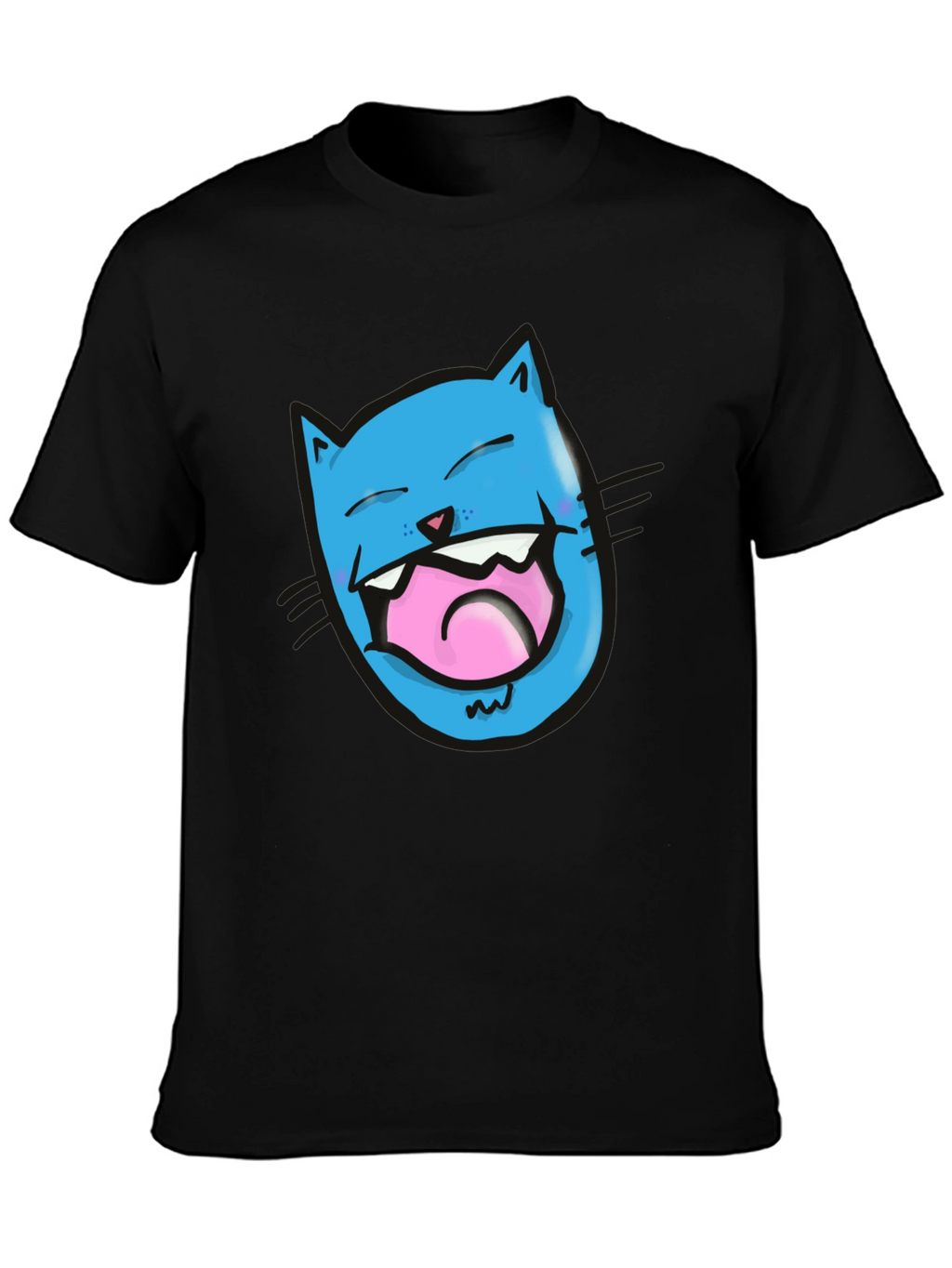 Laughing Cat Graphic T-Shirt - Black Cotton Tee