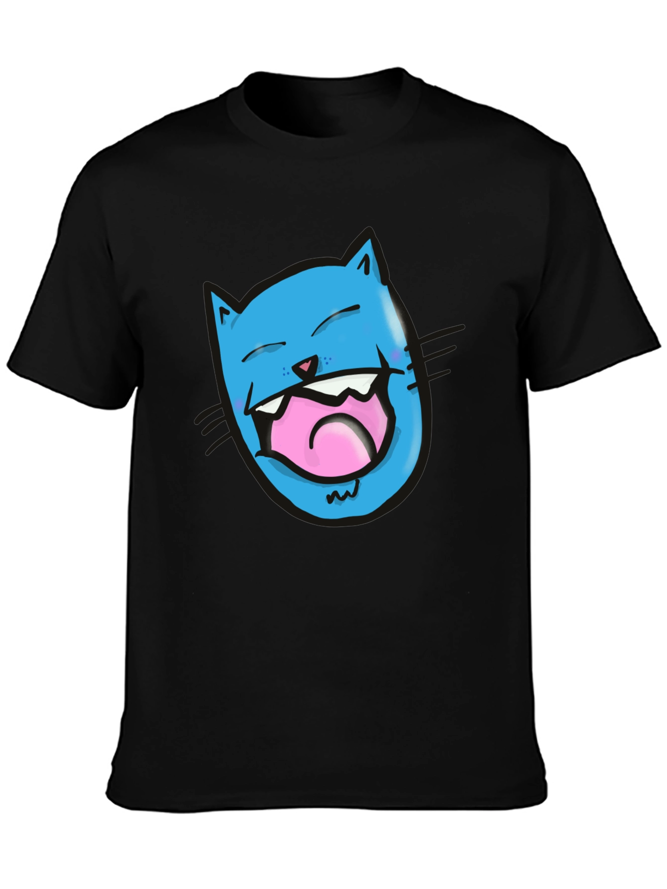 Laughing Cat Graphic T-Shirt - Black Cotton Tee