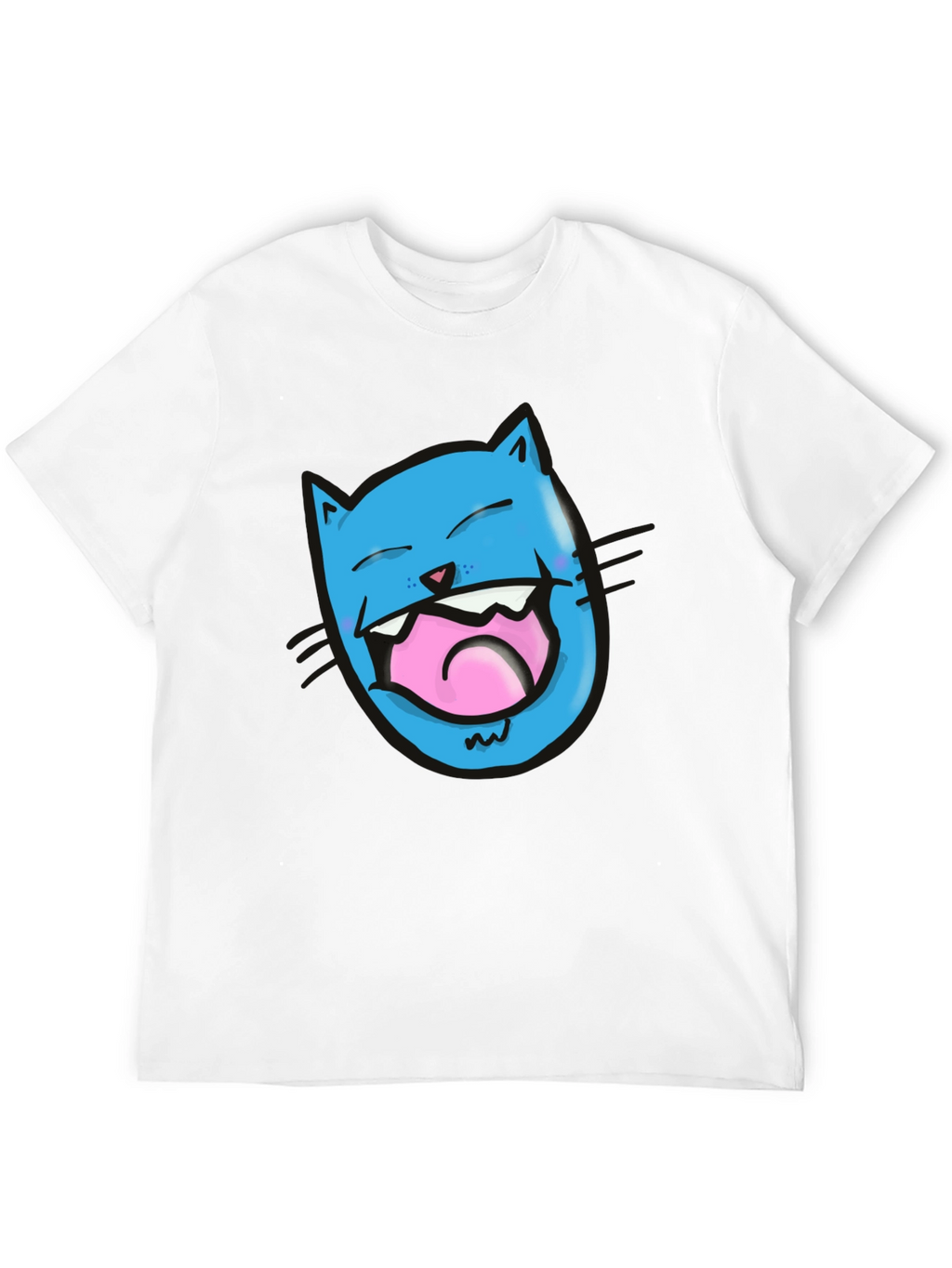 Laughing Cat Graphic T-Shirt - Black Cotton Tee