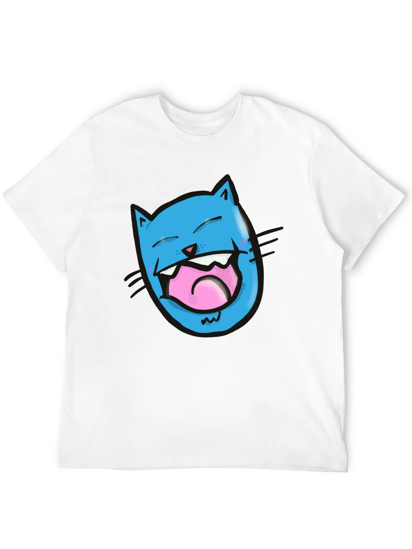 Laughing Cat Graphic T-Shirt - Black Cotton Tee