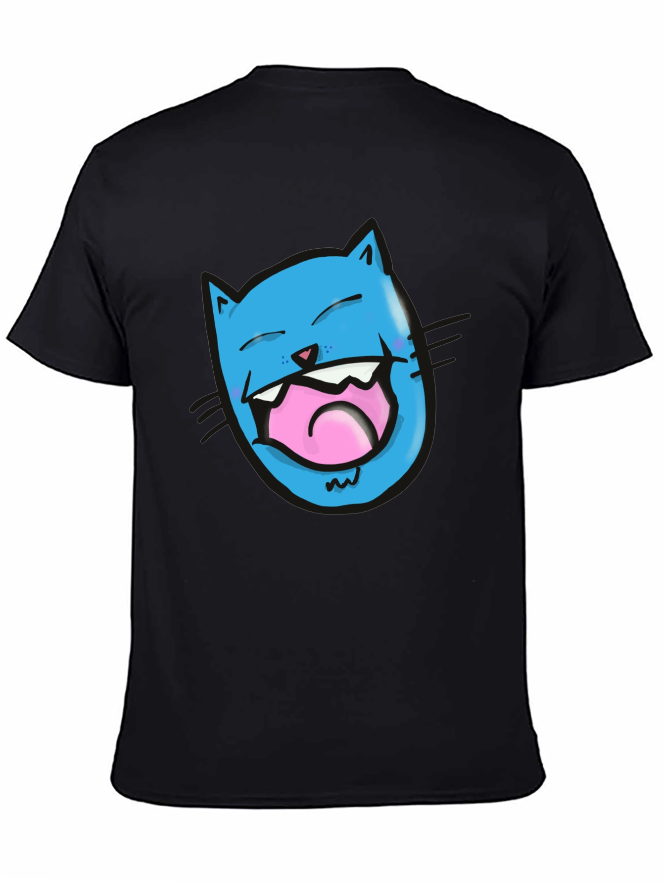 Laughing Cat Graphic T-Shirt - Black Cotton Tee