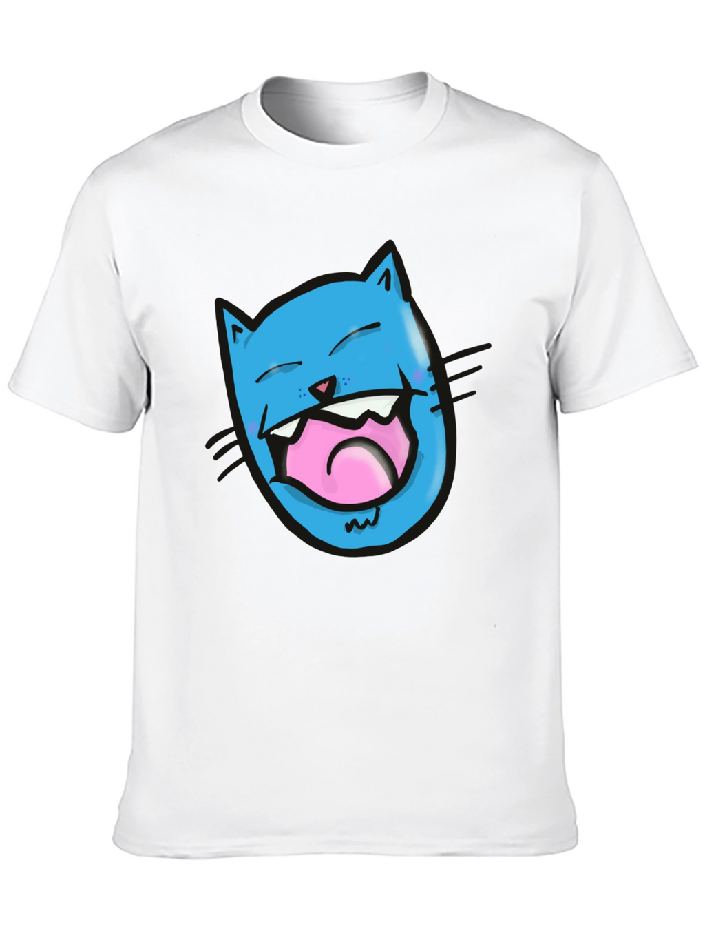 Laughing Cat Graphic T-Shirt - Black Cotton Tee