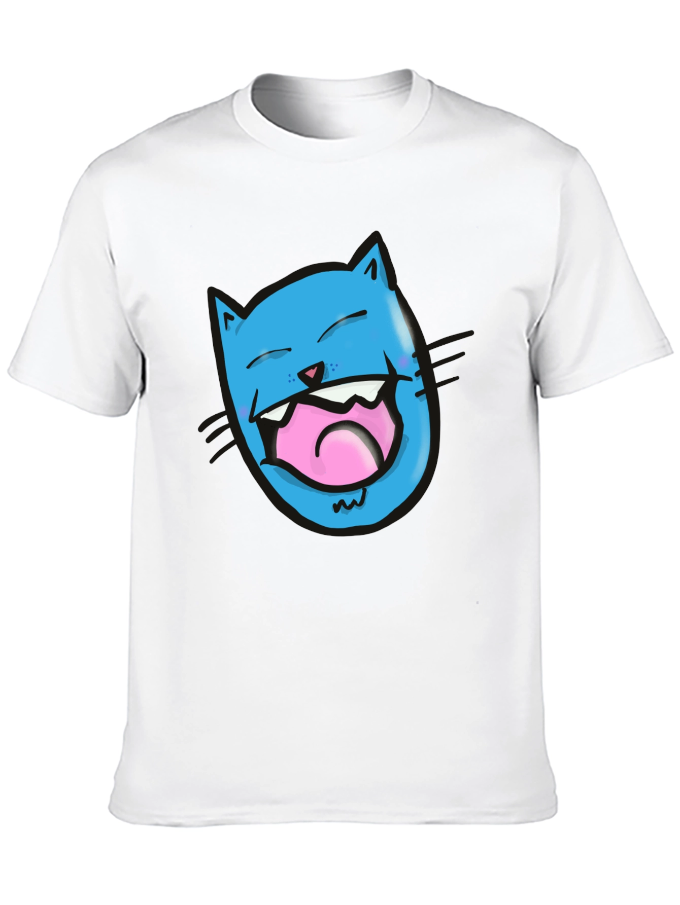 Laughing Cat Graphic T-Shirt - Black Cotton Tee