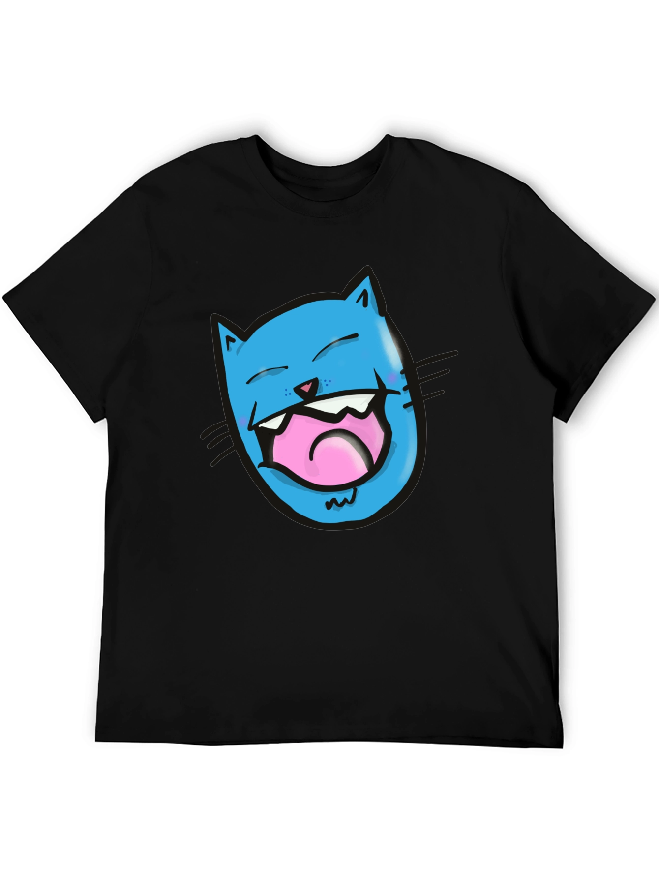 Laughing Cat Graphic T-Shirt - Black Cotton Tee