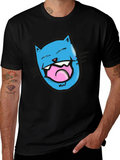 Laughing Cat Graphic T-Shirt - Black Cotton Tee