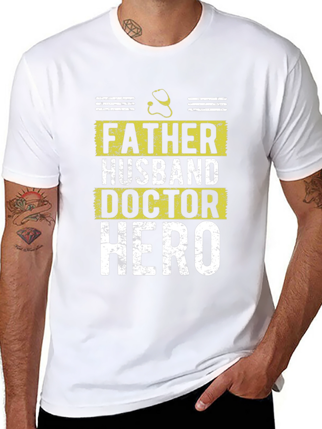 Father Husband Doctor Hero Graphic Tee - Black