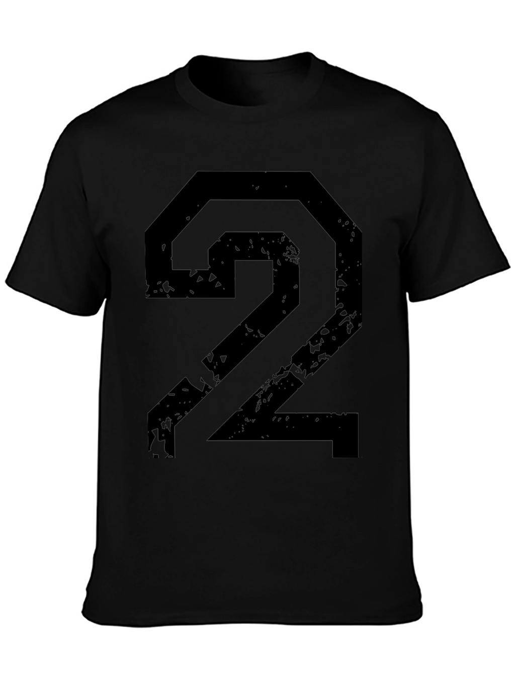 Distressed Number 2 Graphic Black T-Shirt