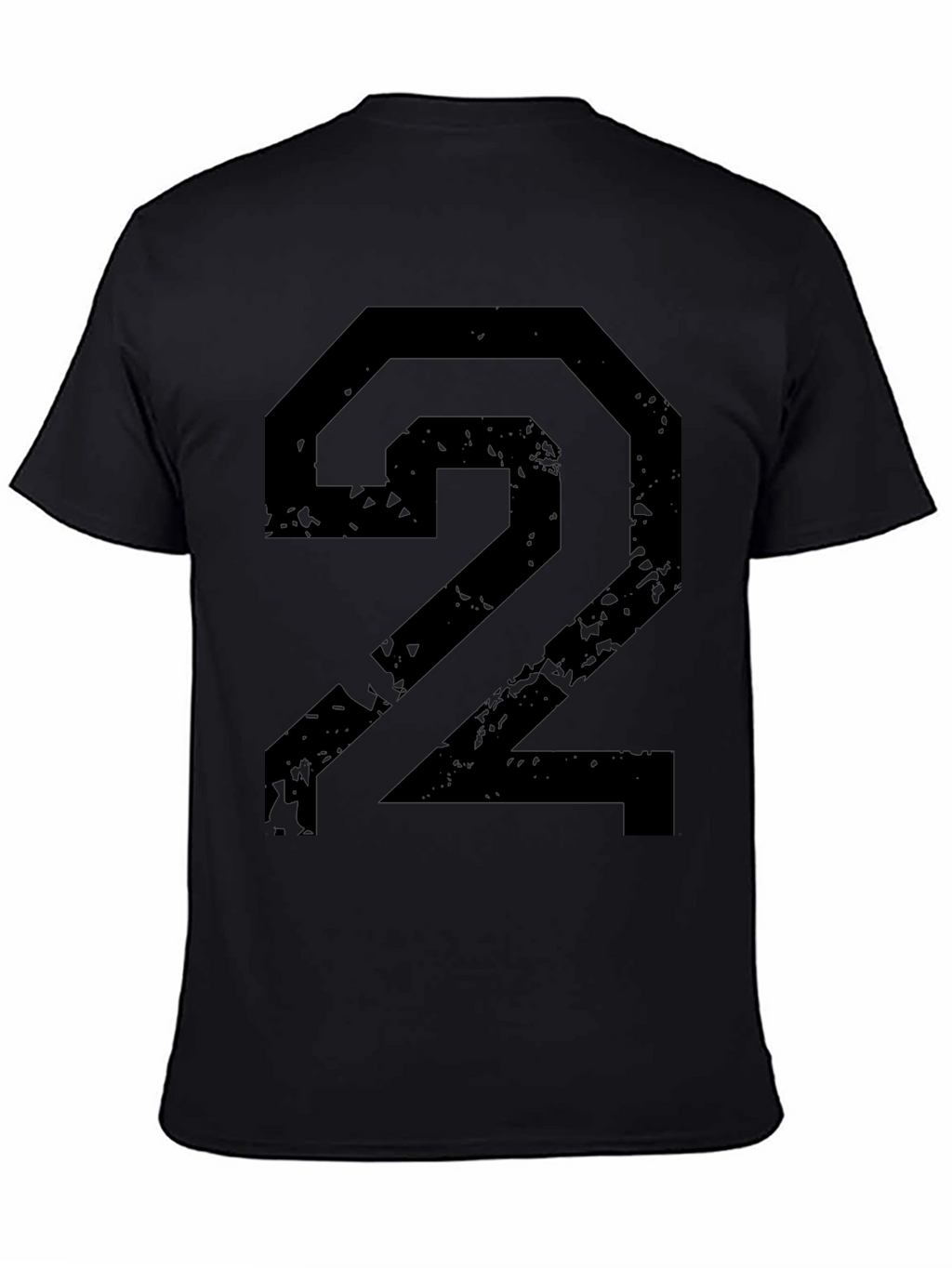 Distressed Number 2 Graphic Black T-Shirt