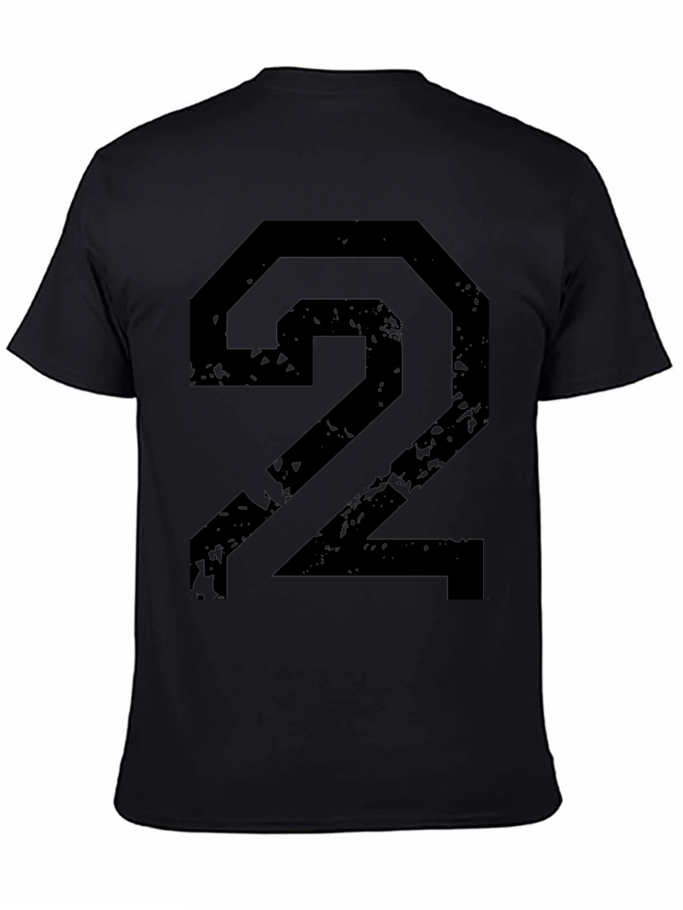 Distressed Number 2 Graphic Black T-Shirt