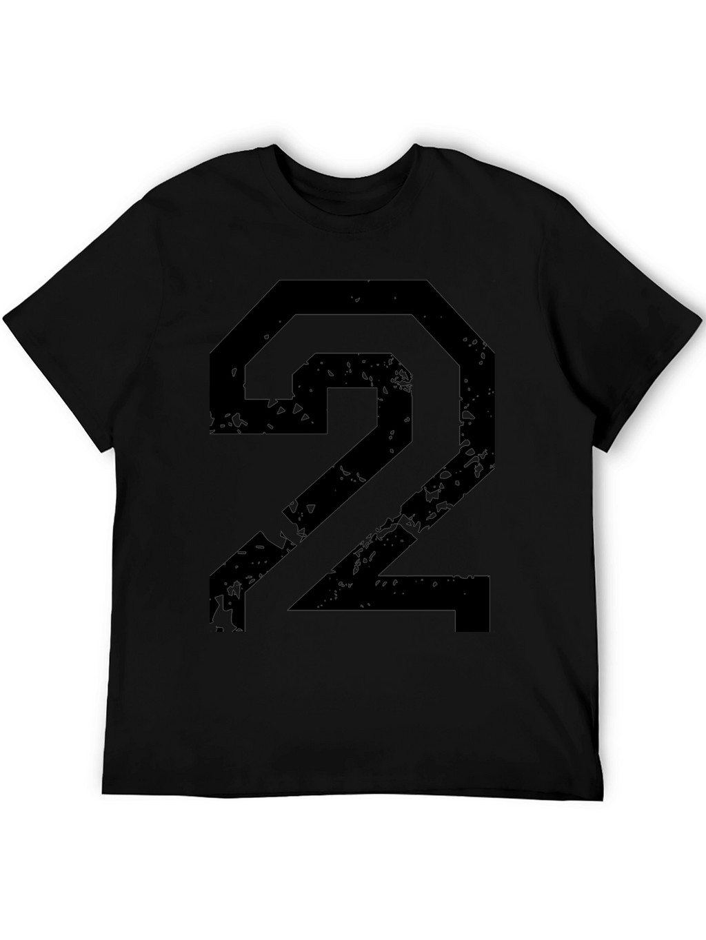 Distressed Number 2 Graphic Black T-Shirt