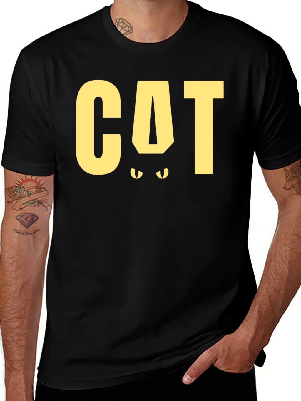 CAT Funny Graphic T-Shirt - Black Tee