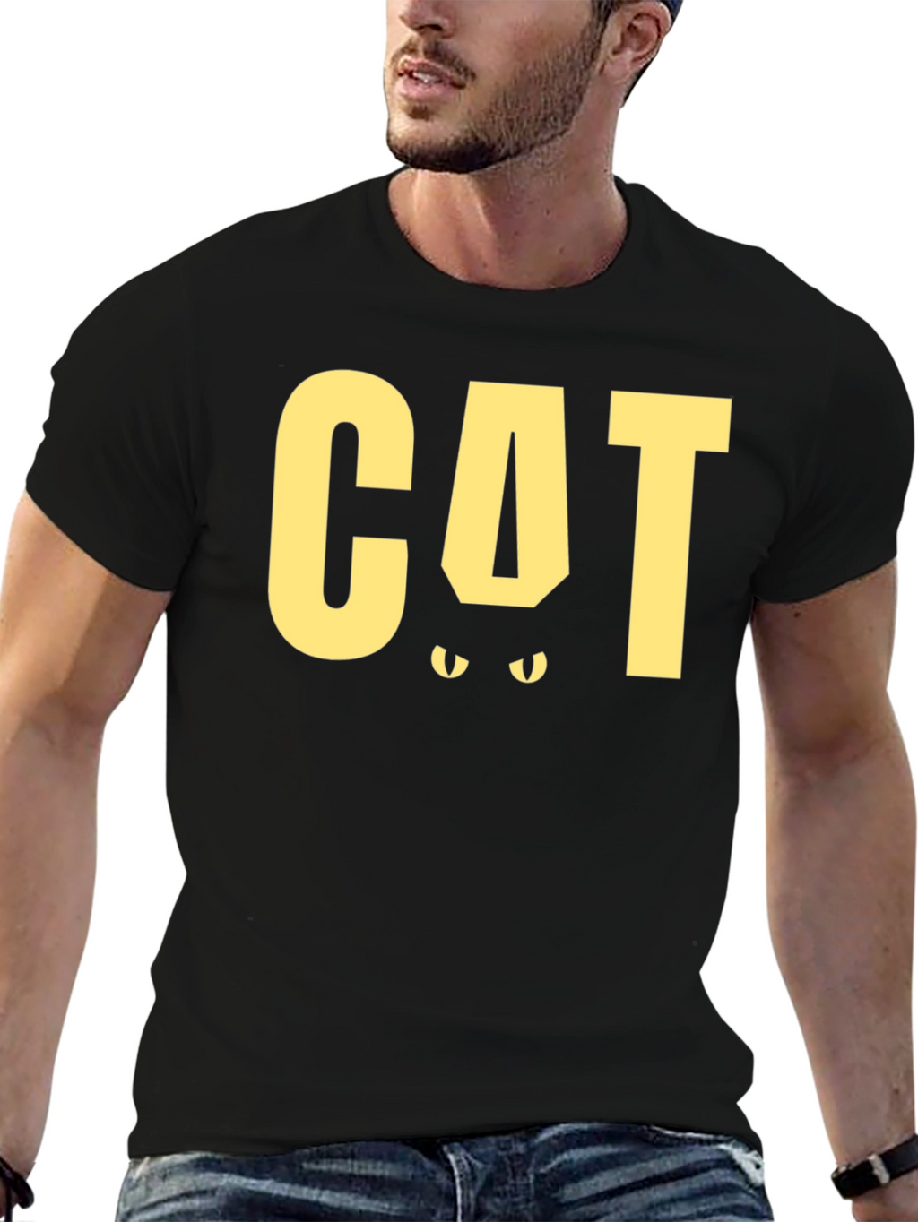 CAT Funny Graphic T-Shirt - Black Tee