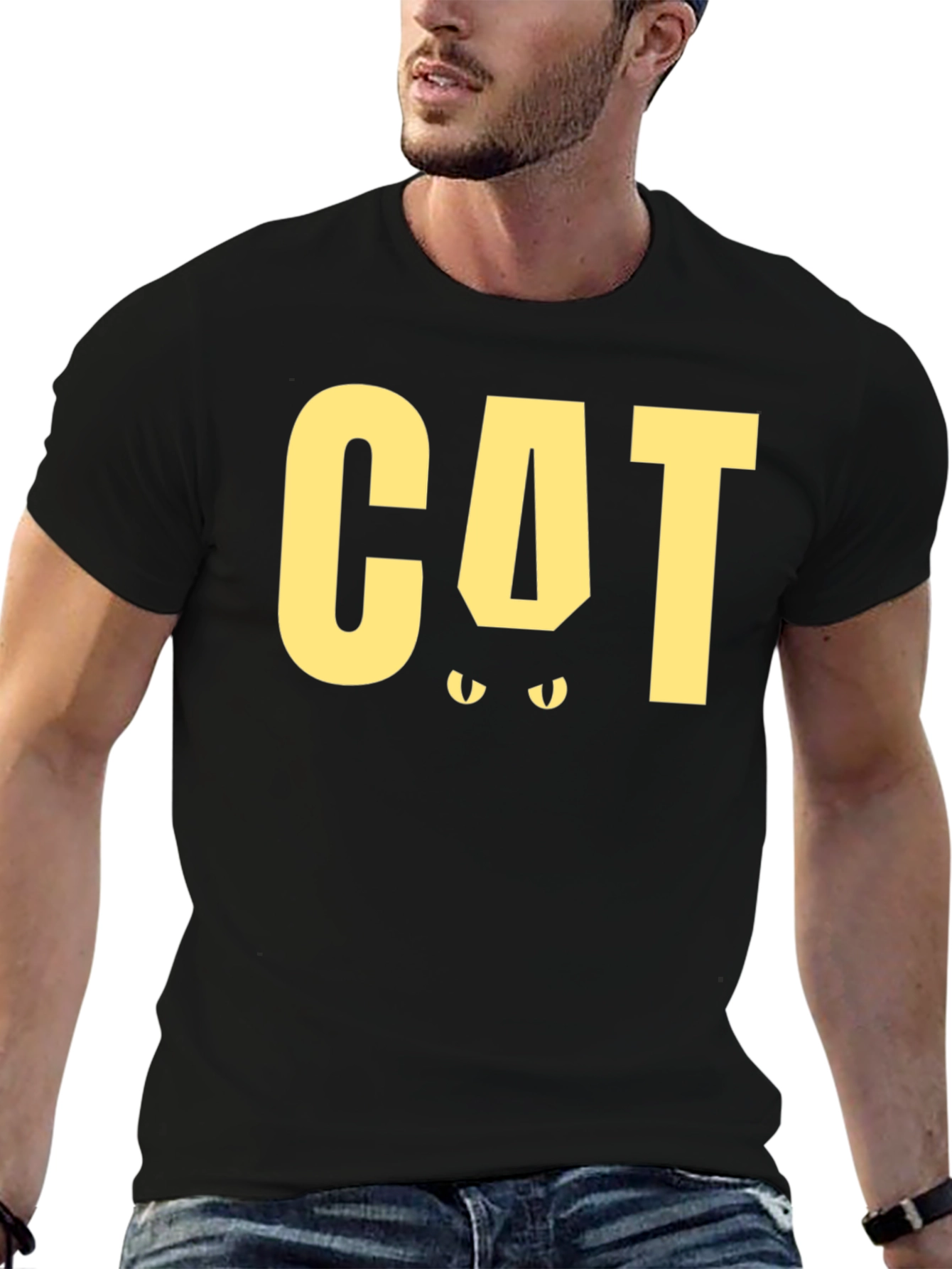 CAT Funny Graphic T-Shirt - Black Tee