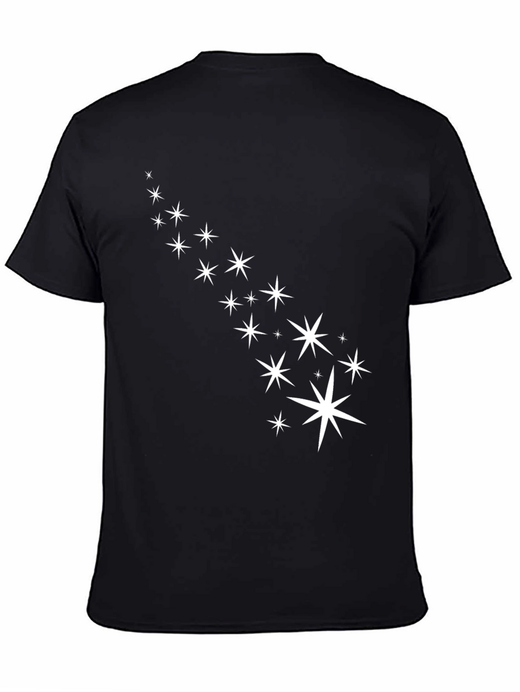 Mens Black T-Shirt with White Star Design