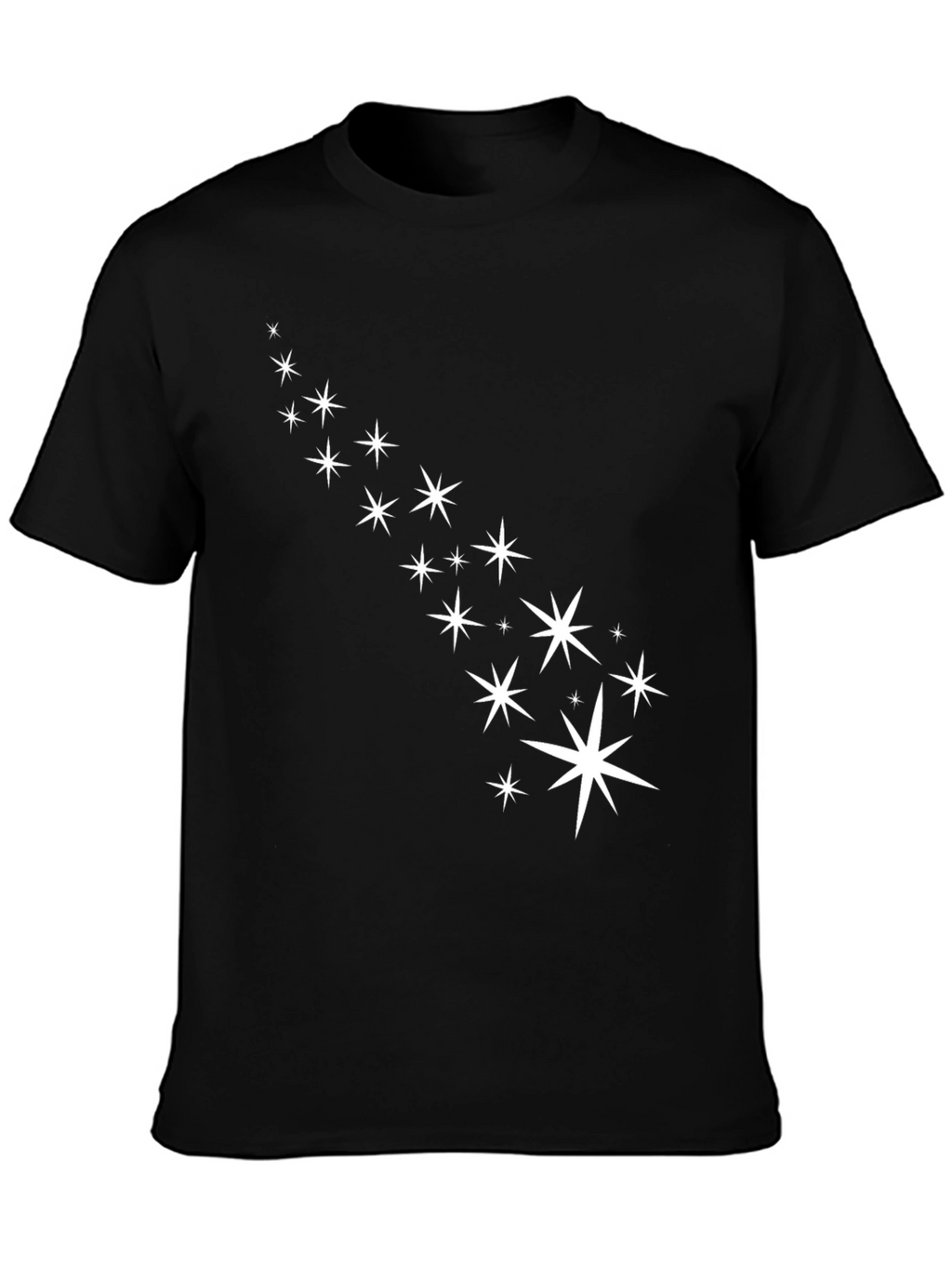 Mens Black T-Shirt with White Star Design