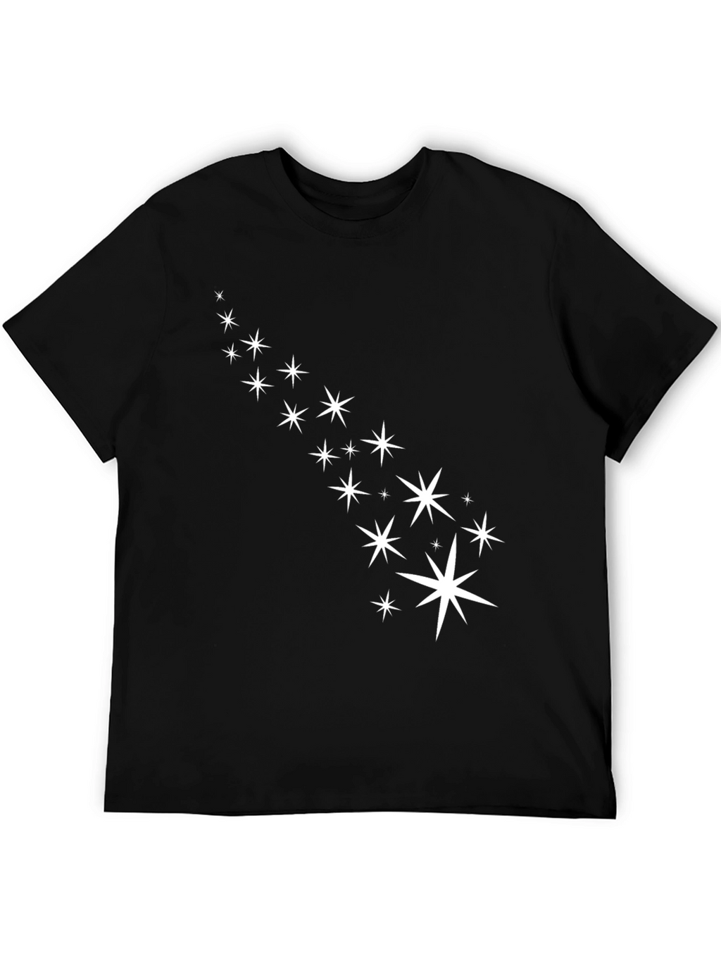 Mens Black T-Shirt with White Star Design