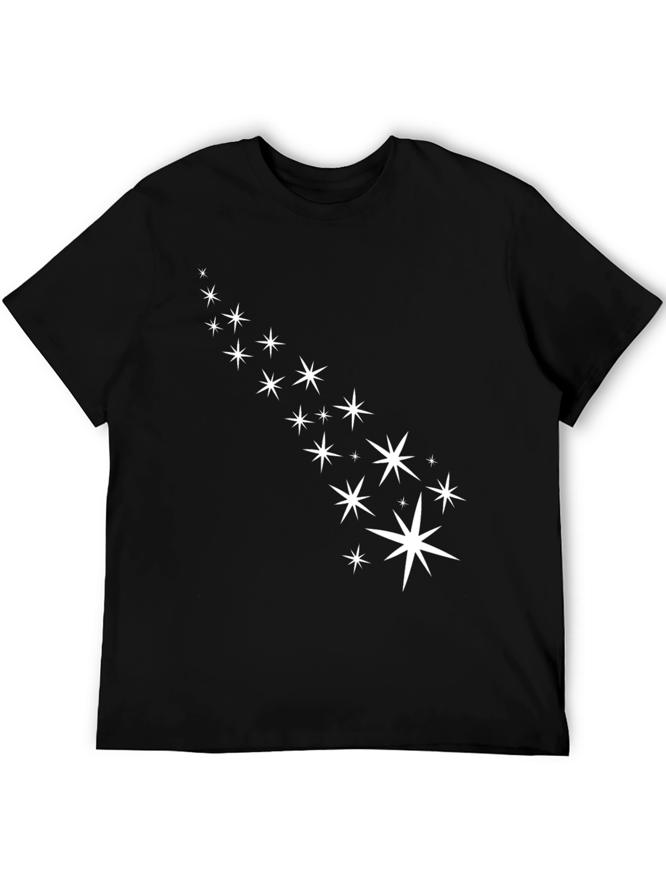Mens Black T-Shirt with White Star Design
