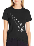 Mens Black T-Shirt with White Star Design
