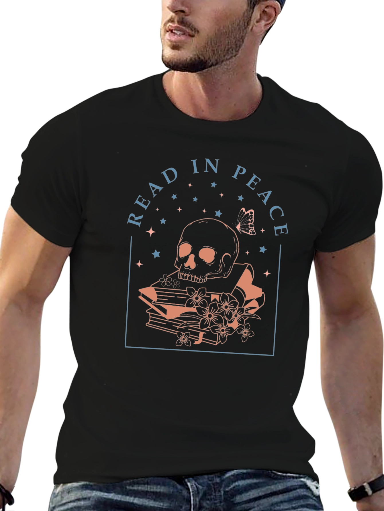 Read in Peace Graphic Tee - Skull & Books