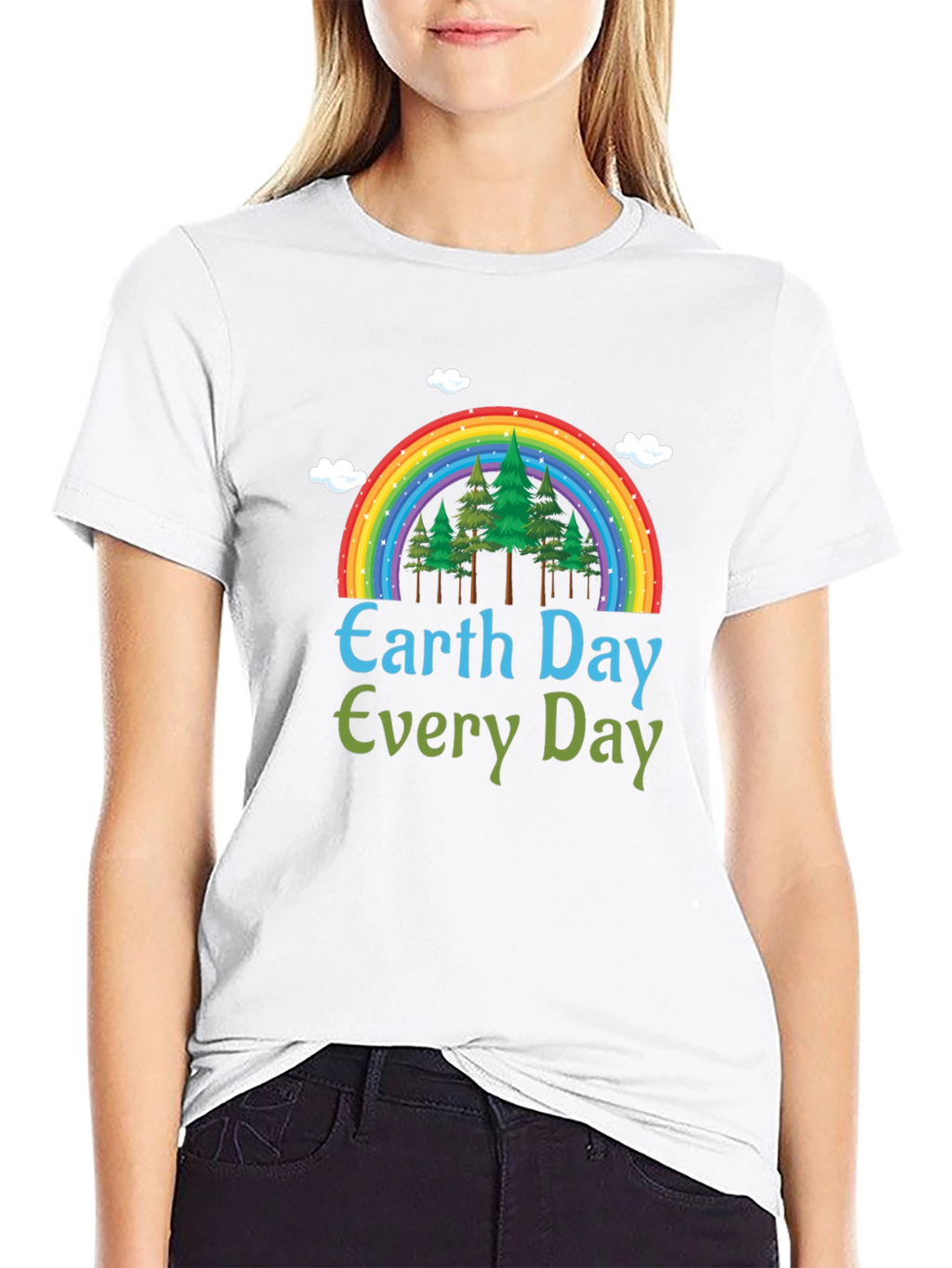 Earth Day Every Day T-Shirt - Rainbow Tree Design