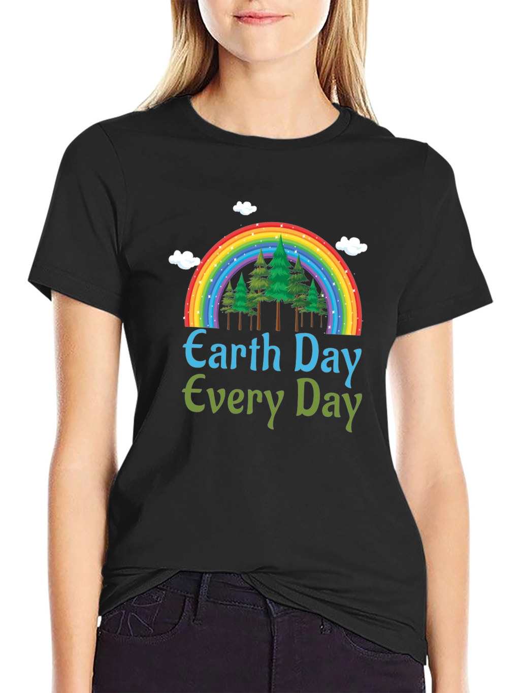 Earth Day Every Day T-Shirt - Rainbow Tree Design