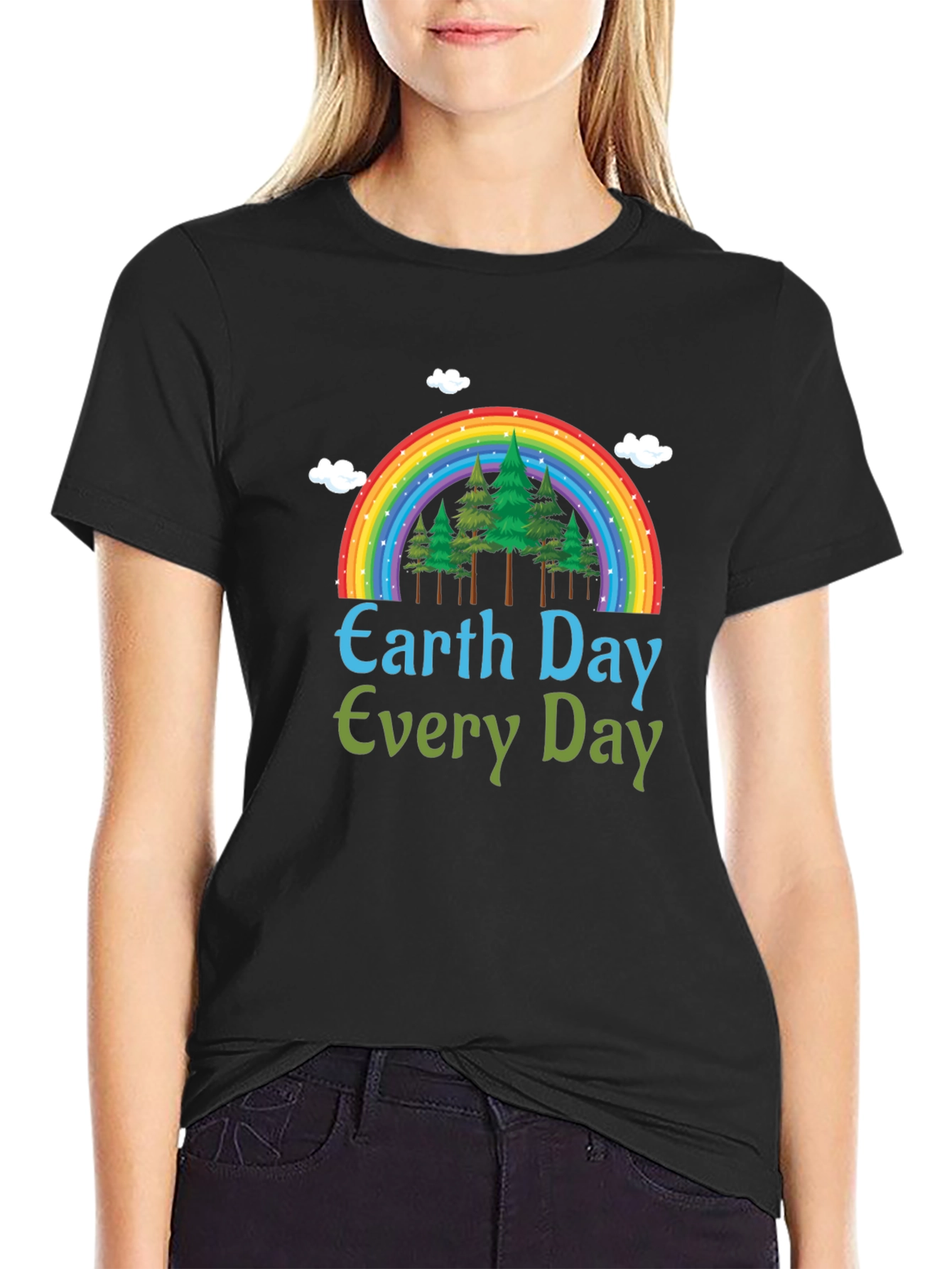 Earth Day Every Day T-Shirt - Rainbow Tree Design