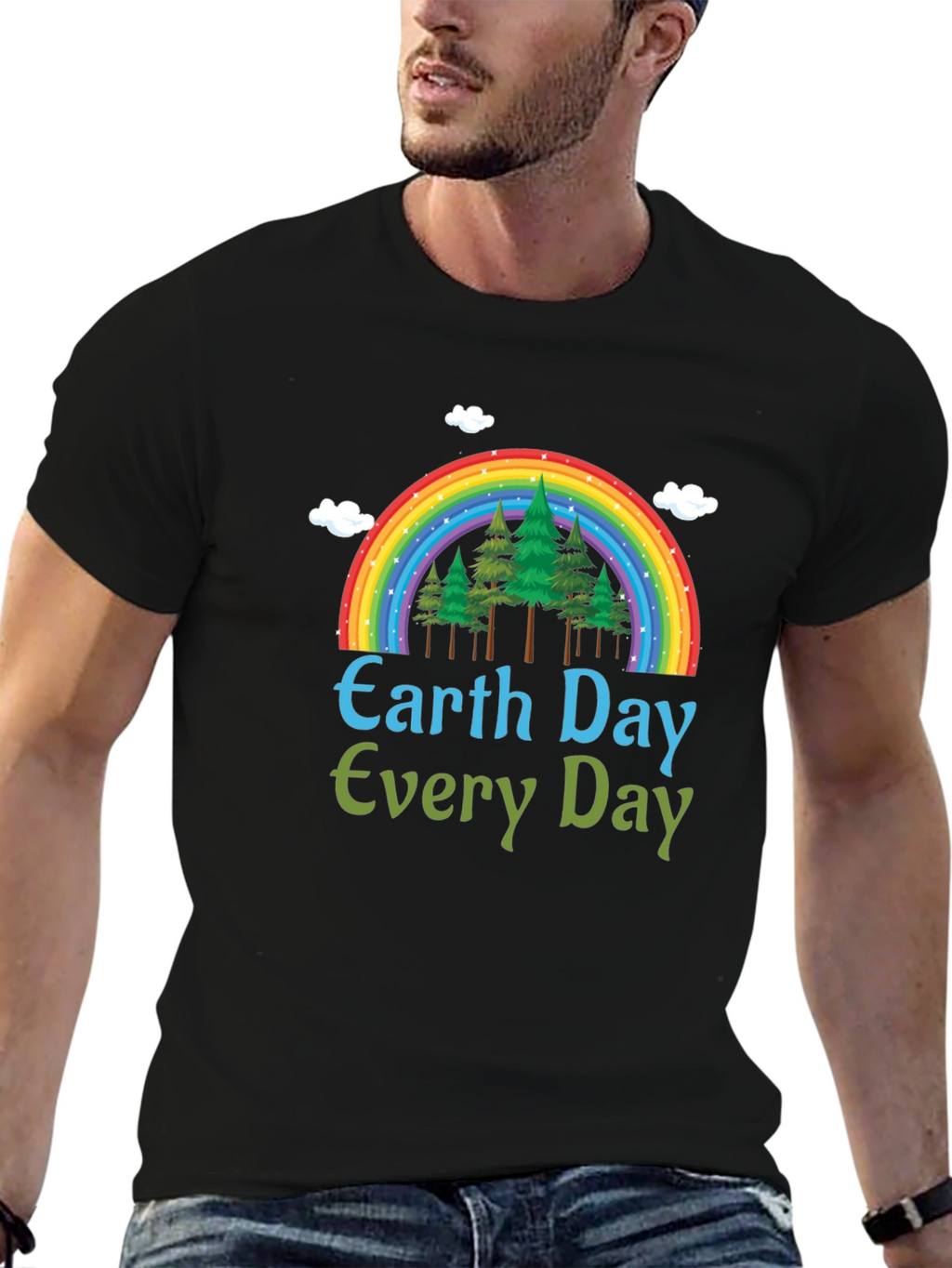 Earth Day Every Day T-Shirt - Rainbow Tree Design