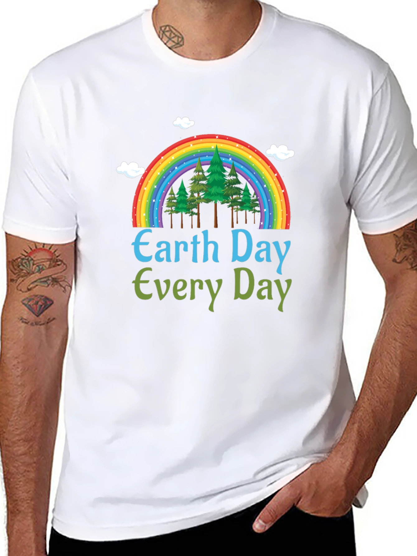 Earth Day Every Day T-Shirt - Rainbow Tree Design