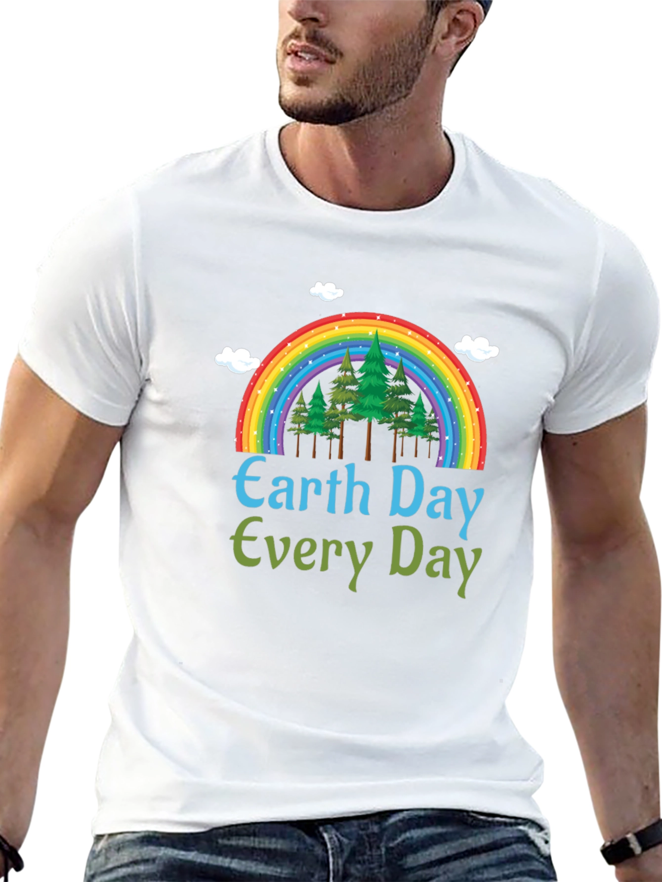 Earth Day Every Day T-Shirt - Rainbow Tree Design