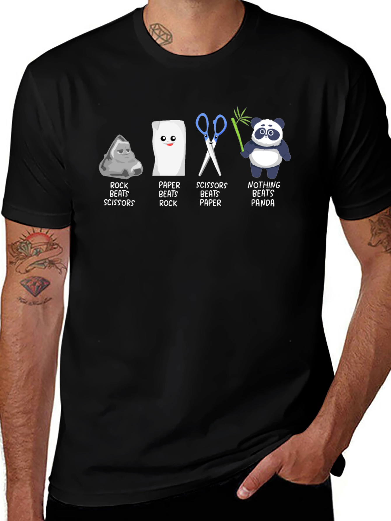 Rock Paper Scissors Panda Graphic Tee