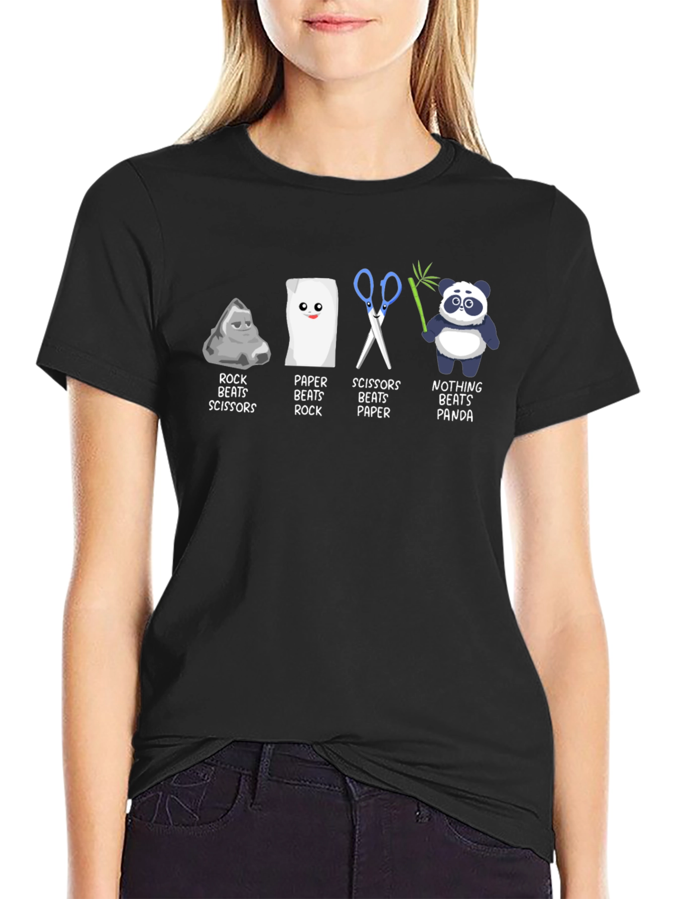 Rock Paper Scissors Panda Graphic Tee