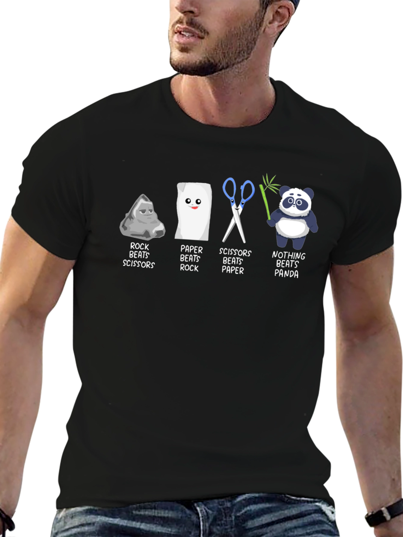 Rock Paper Scissors Panda Graphic Tee