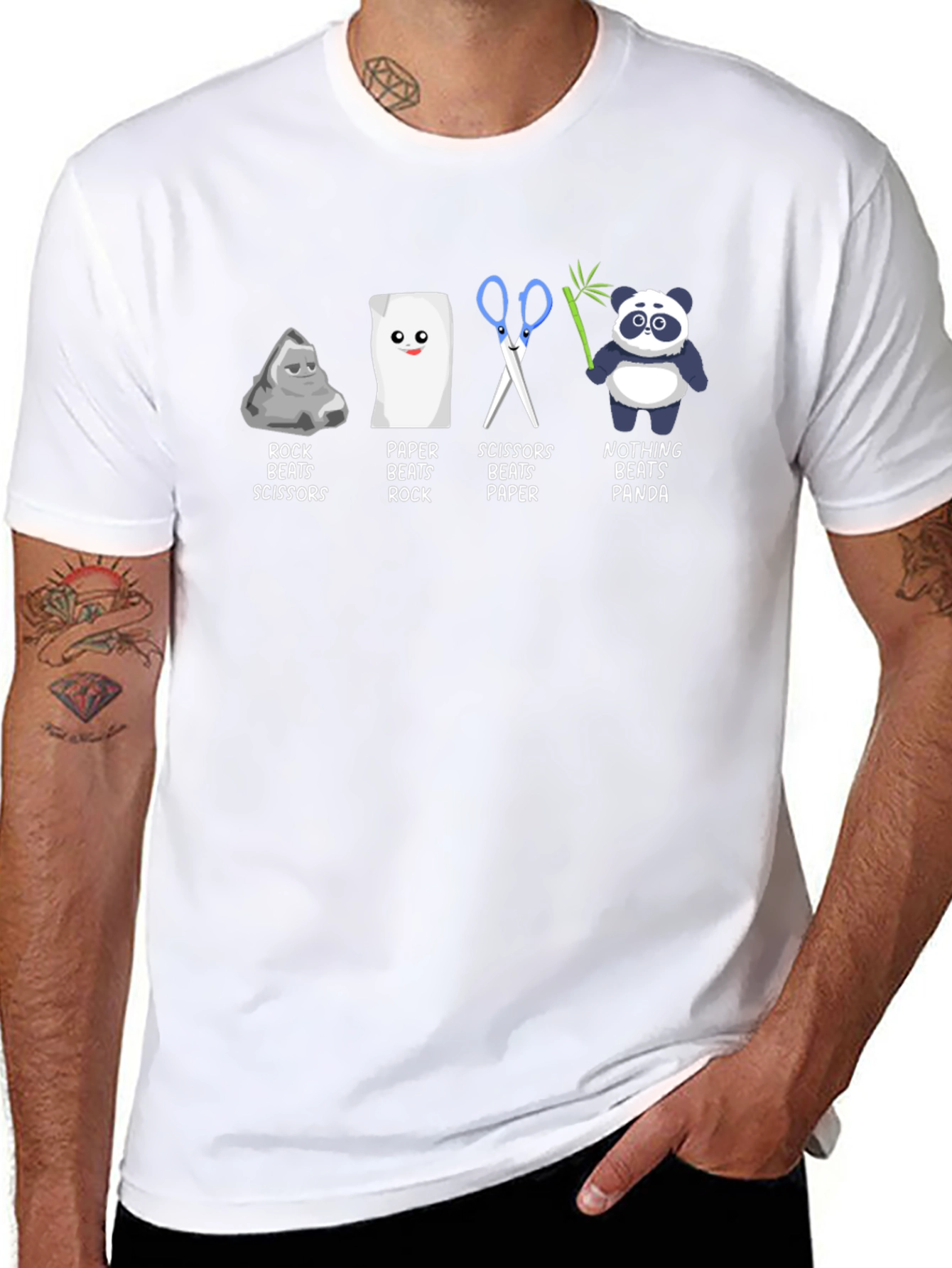 Rock Paper Scissors Panda Graphic Tee
