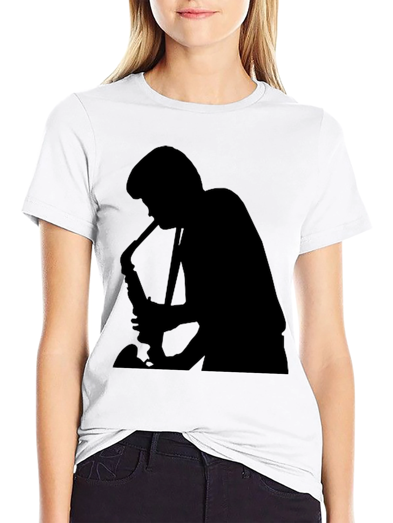 Saxophone Player Graphic Black T-Shirt