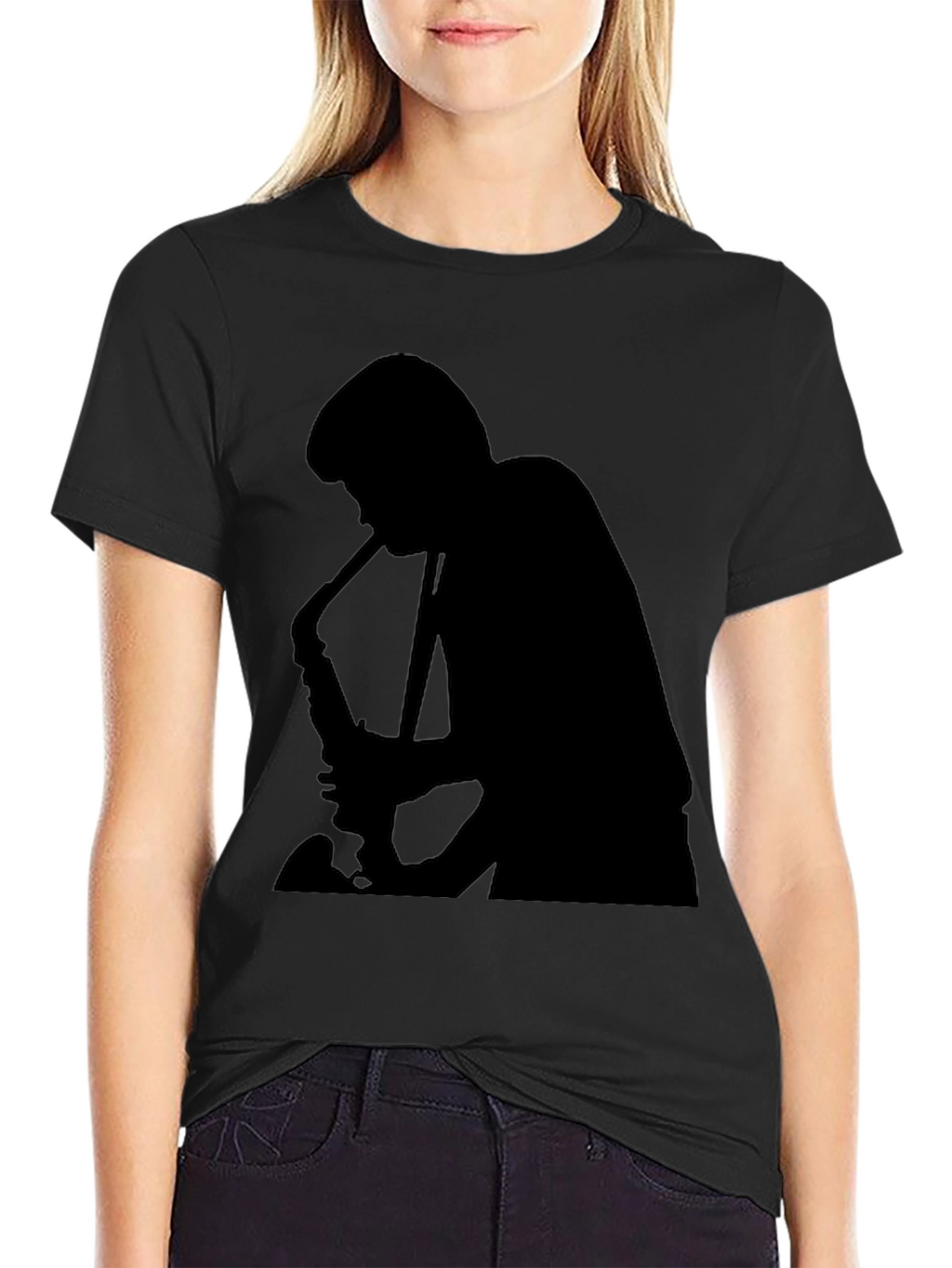 Saxophone Player Graphic Black T-Shirt