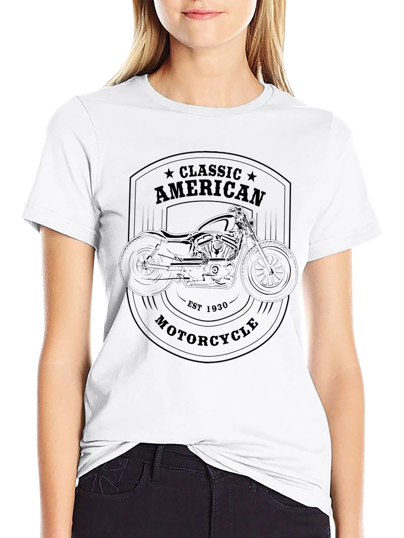 Classic American Motorcycle Graphic Tee - Black