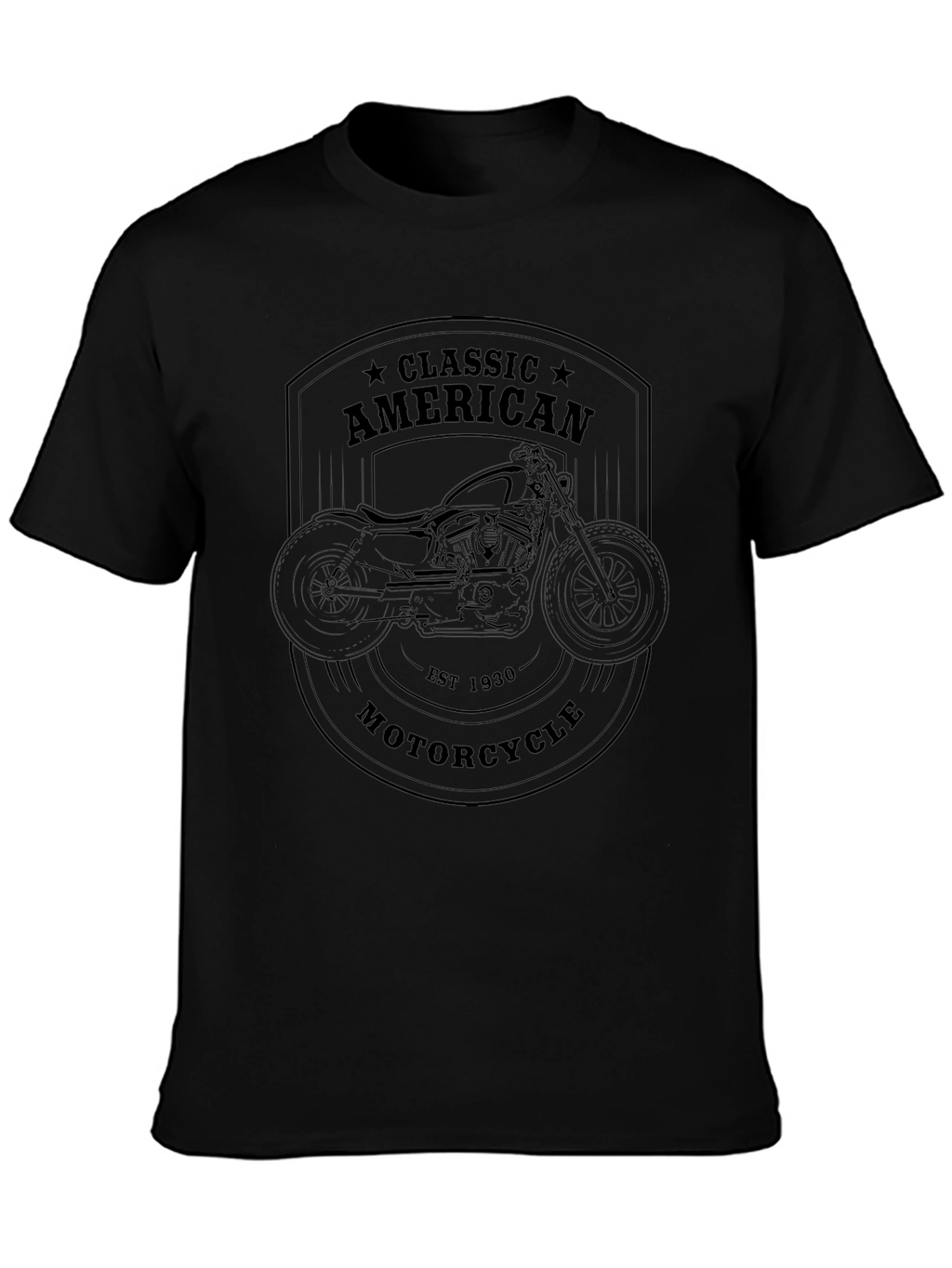 Classic American Motorcycle Graphic Tee - Black
