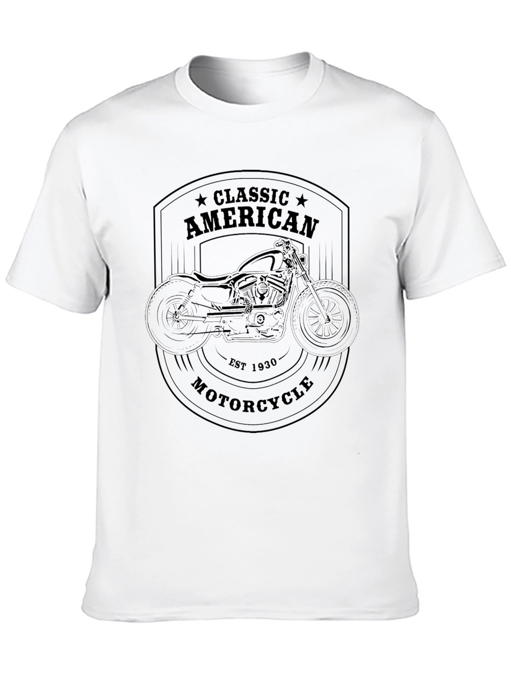 Classic American Motorcycle Graphic Tee - Black