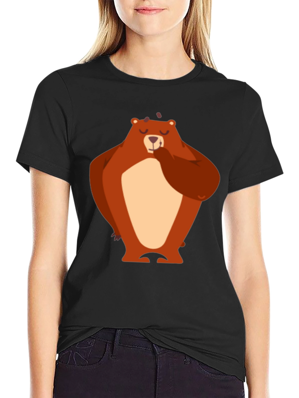 Bear Graphic T-Shirt - Black Cotton Tee
