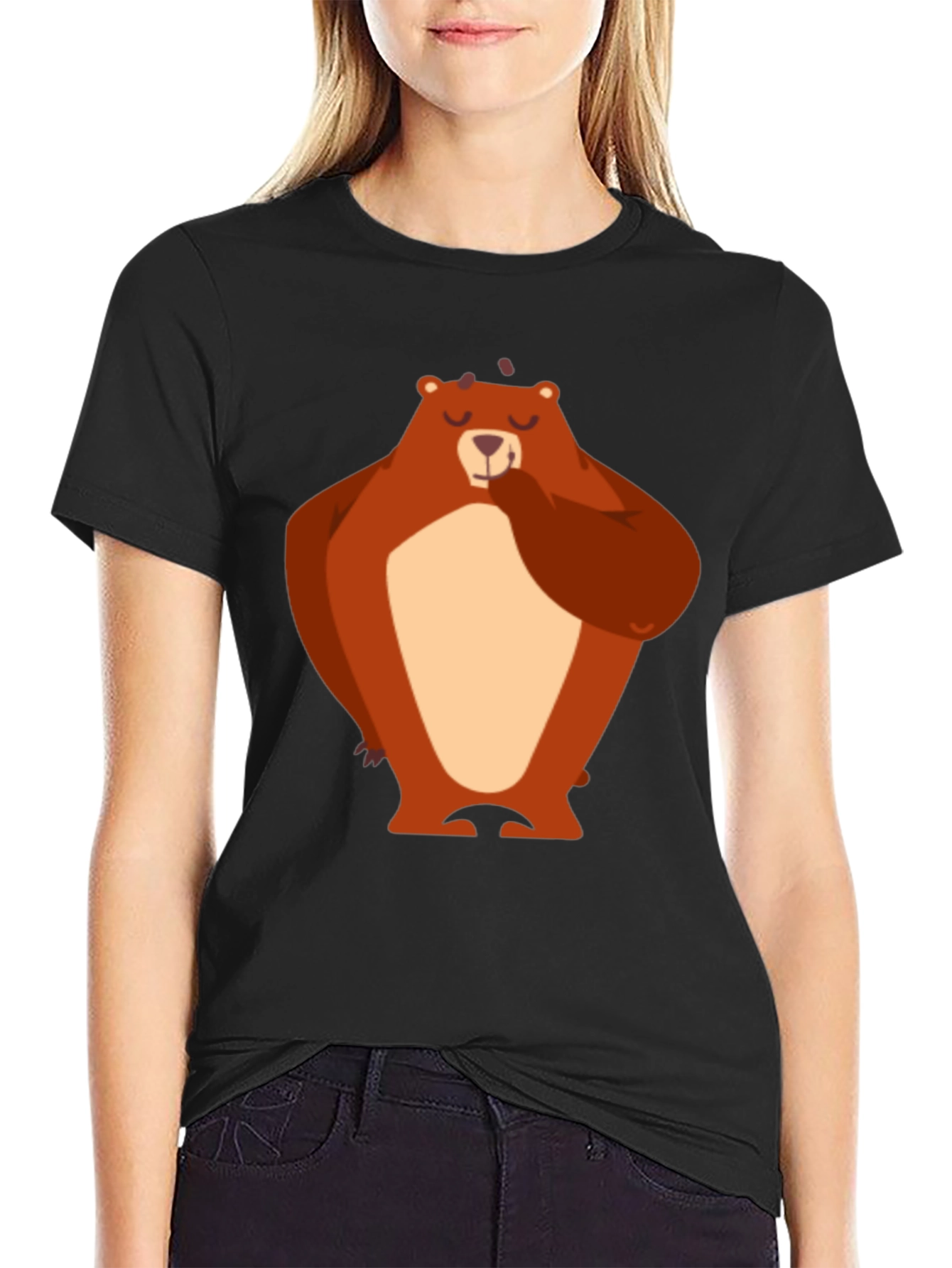 Bear Graphic T-Shirt - Black Cotton Tee