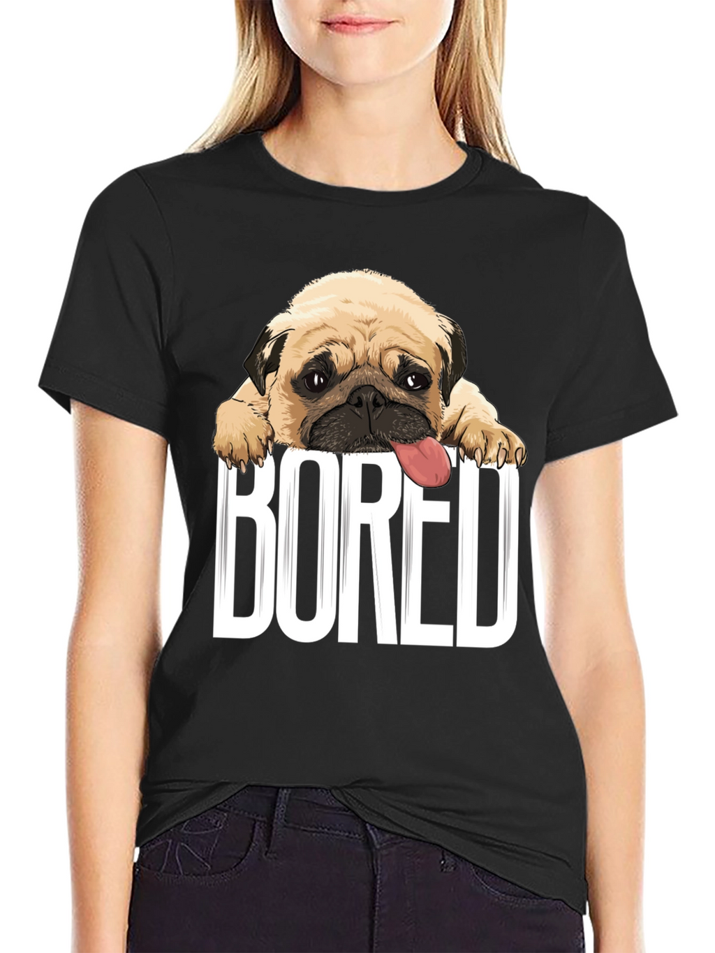 Bored Pug Graphic T-Shirt