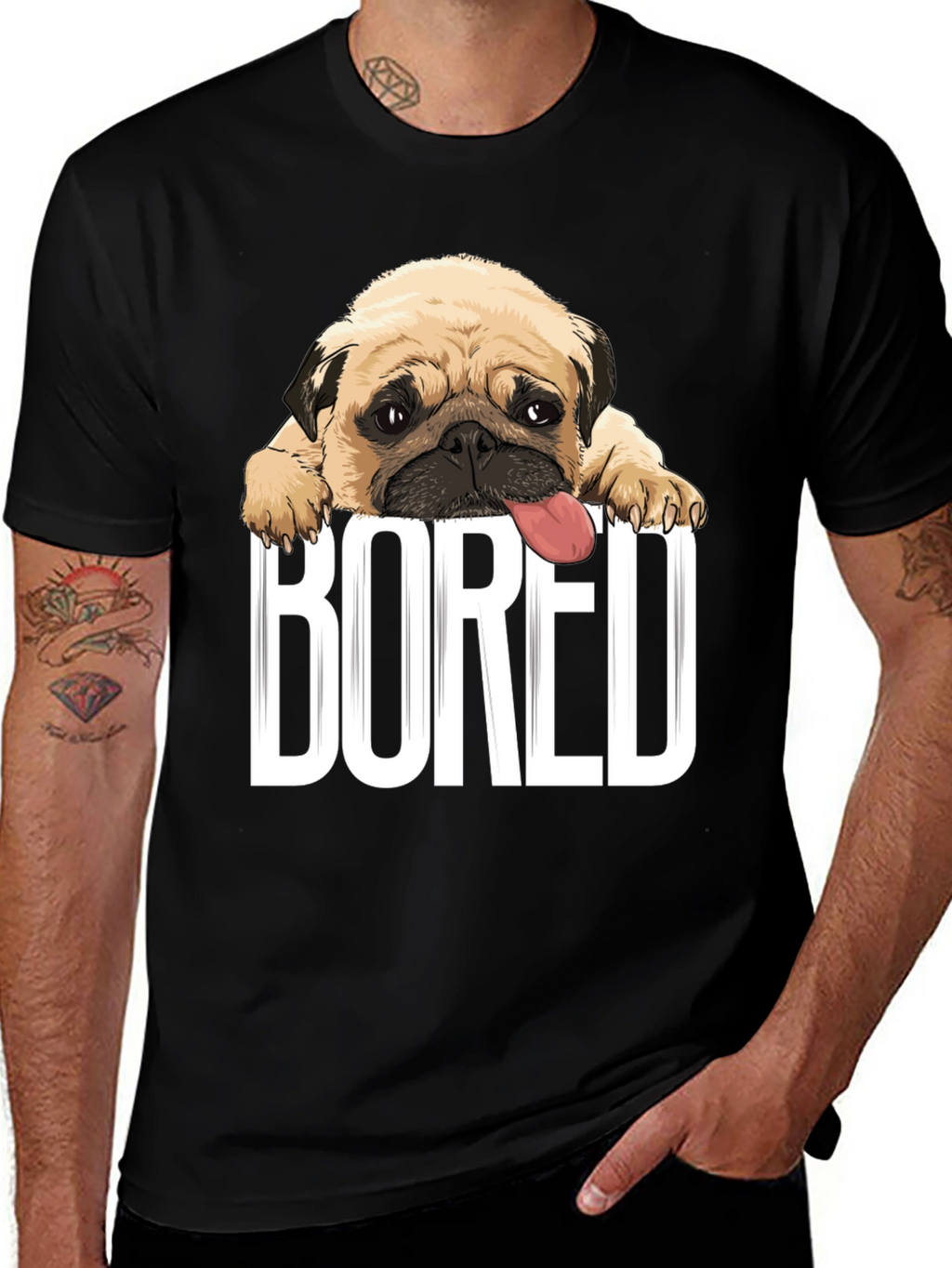 Bored Pug Graphic T-Shirt
