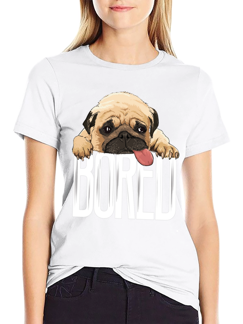 Bored Pug Graphic T-Shirt