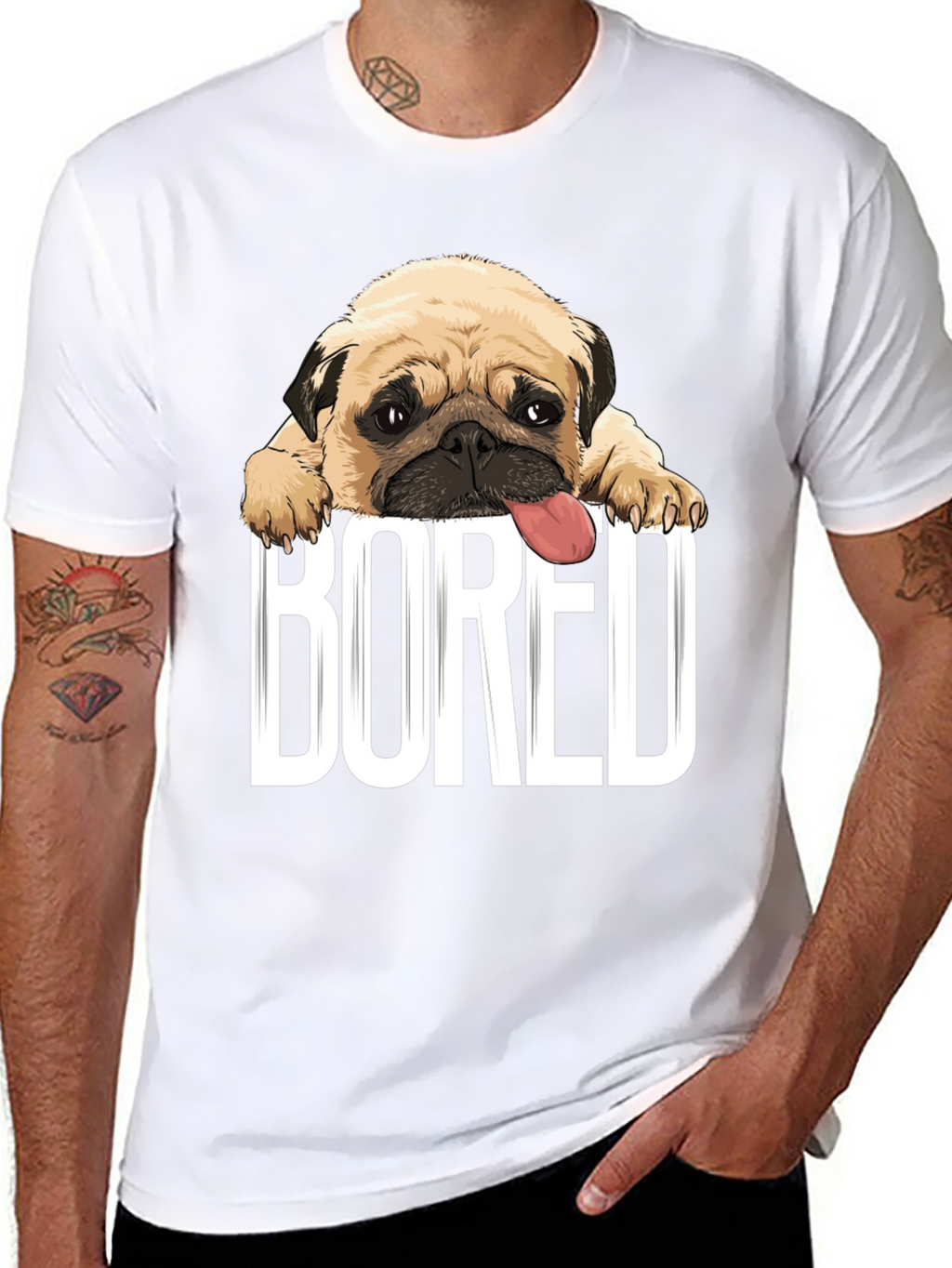 Bored Pug Graphic T-Shirt