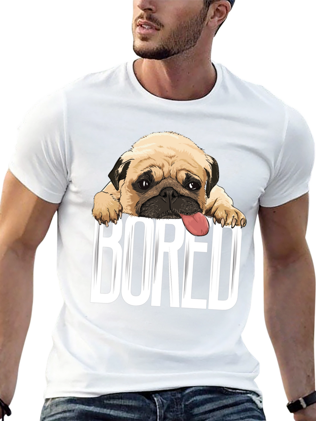Bored Pug Graphic T-Shirt