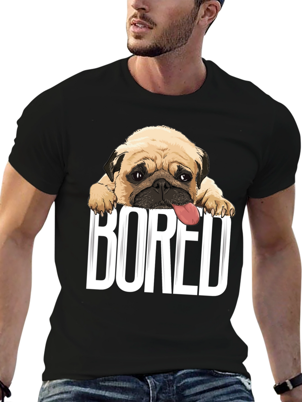 Bored Pug Graphic T-Shirt