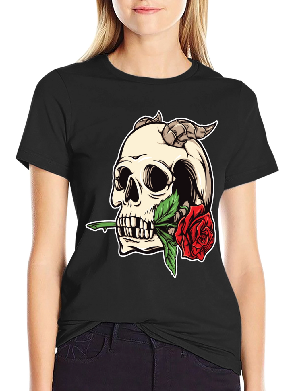 Skull & Rose Graphic Tee - Bold Statement Shirt