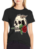 Skull & Rose Graphic Tee - Bold Statement Shirt