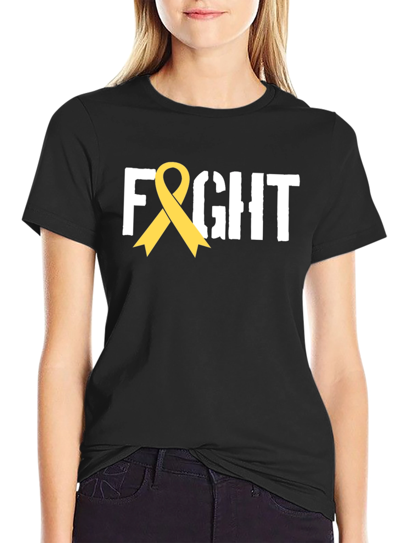 Fight Ribbon T-Shirt - Childhood Cancer Awareness Tee