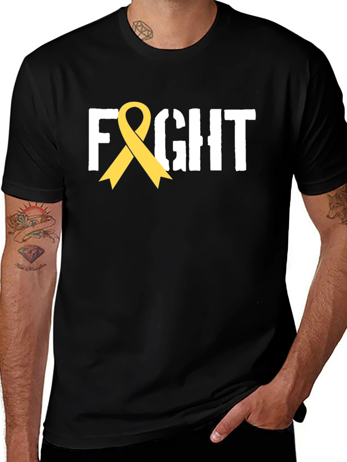 Fight Ribbon T-Shirt - Childhood Cancer Awareness Tee